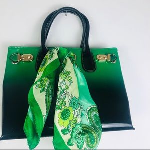 Vintage Two-toned Handbag W Classic Scarf